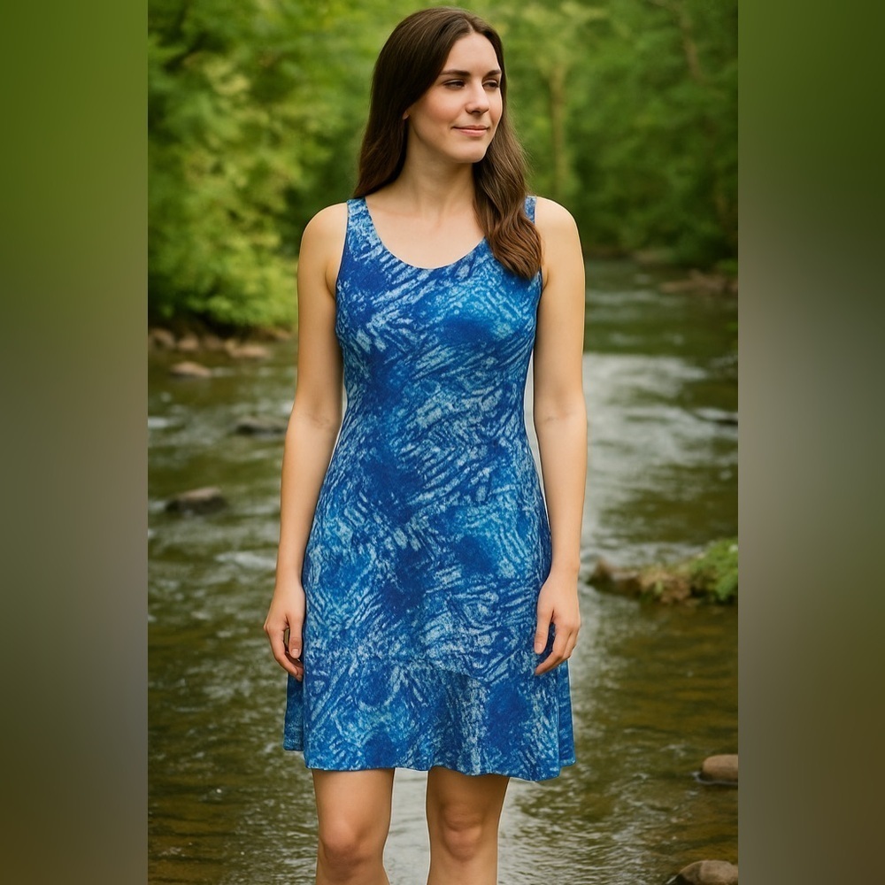 Cynthia Rowley Blue White Print Dress Small Flare